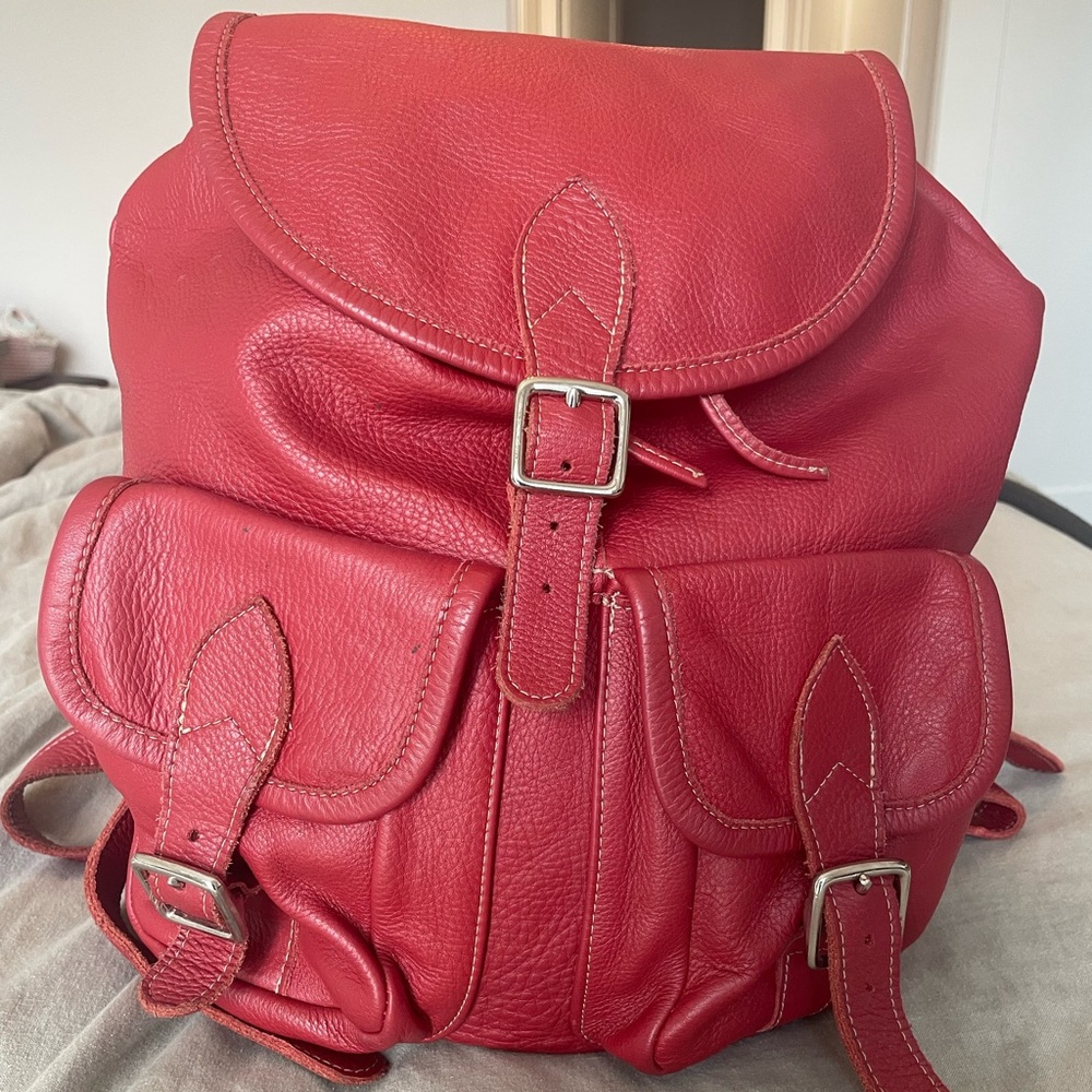 Genuine Red Leather Back Pack from LF